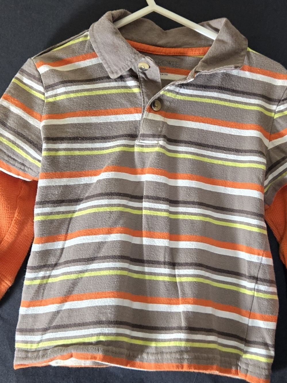 Cherokee Striped Polo Shirt for Kids - Brown & Orange